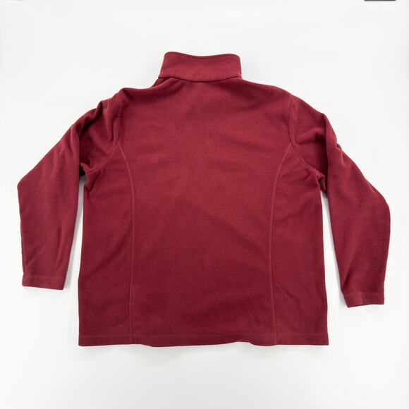 Lands’ End Women’s Fleece Pullover Size L/P 14-16 Burgundy Half Zip Warm Top - Picture 5 of 6